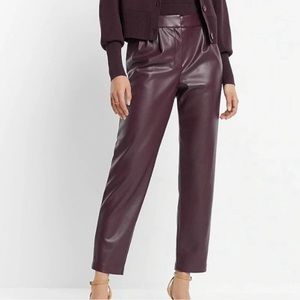 Midnight Purple / Plum Faux Leather Pleater Trouser Pant - Express size 10 R NWT